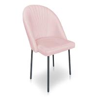 Kit 6 Cadeiras Poltrona De Jantar Ariel Suede Rosa Bebê Pés De Ferro Preto - Pallazio - 3