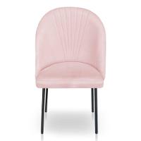 Kit 6 Cadeiras Poltrona De Jantar Ariel Suede Rosa Bebê Pés De Ferro Preto - Pallazio