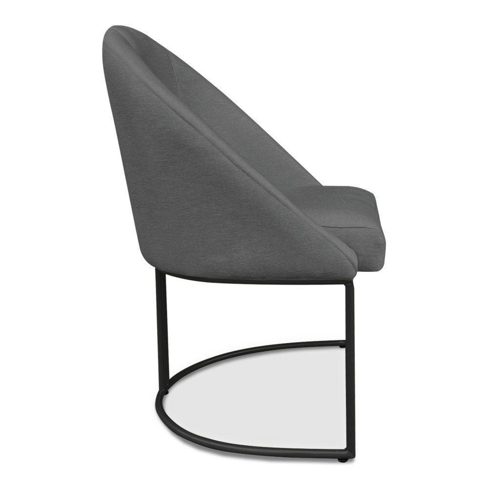 Kit 04 Cadeiras Poltrona De Jantar Bela Veludo Grafite Base Metálica Industrial Preto - Pallazio - 5