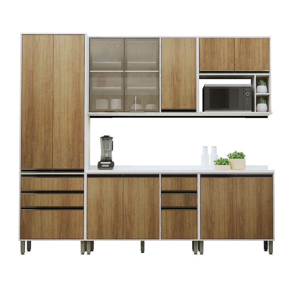 Cozinha Modulada Completa 5 Peças 270cm Com Vidro Reflecta E Pátina Ff-avelã Ff - 4