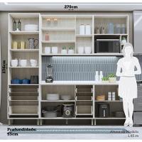 Cozinha Modulada Completa 5 Peças 270cm Com Vidro Reflecta E Pátina Ff-avelã Ff - 3