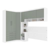 Quarto De Canto Queen Com Guarda Roupas Cabeceira Alpes Luci Branco Pf-verde Pf - 2