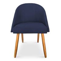 Kit 6 Cadeiras De Jantar Bela Veludo Azul Marinho Pés Palito Castanho - Pallazio