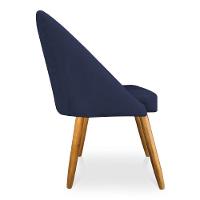 Kit 6 Cadeiras De Jantar Bela Veludo Azul Marinho Pés Palito Castanho - Pallazio - 5