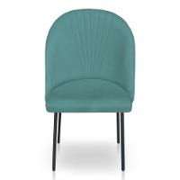 Kit 8 Cadeiras Poltrona De Jantar Ariel Suede Azul Turquesa Pés De Ferro Preto - Pallazio