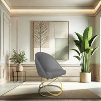 Kit 08 Cadeiras Poltrona De Jantar Bela Linho Grafite Base Metálica Luxo Dourado - Pallazio - 2