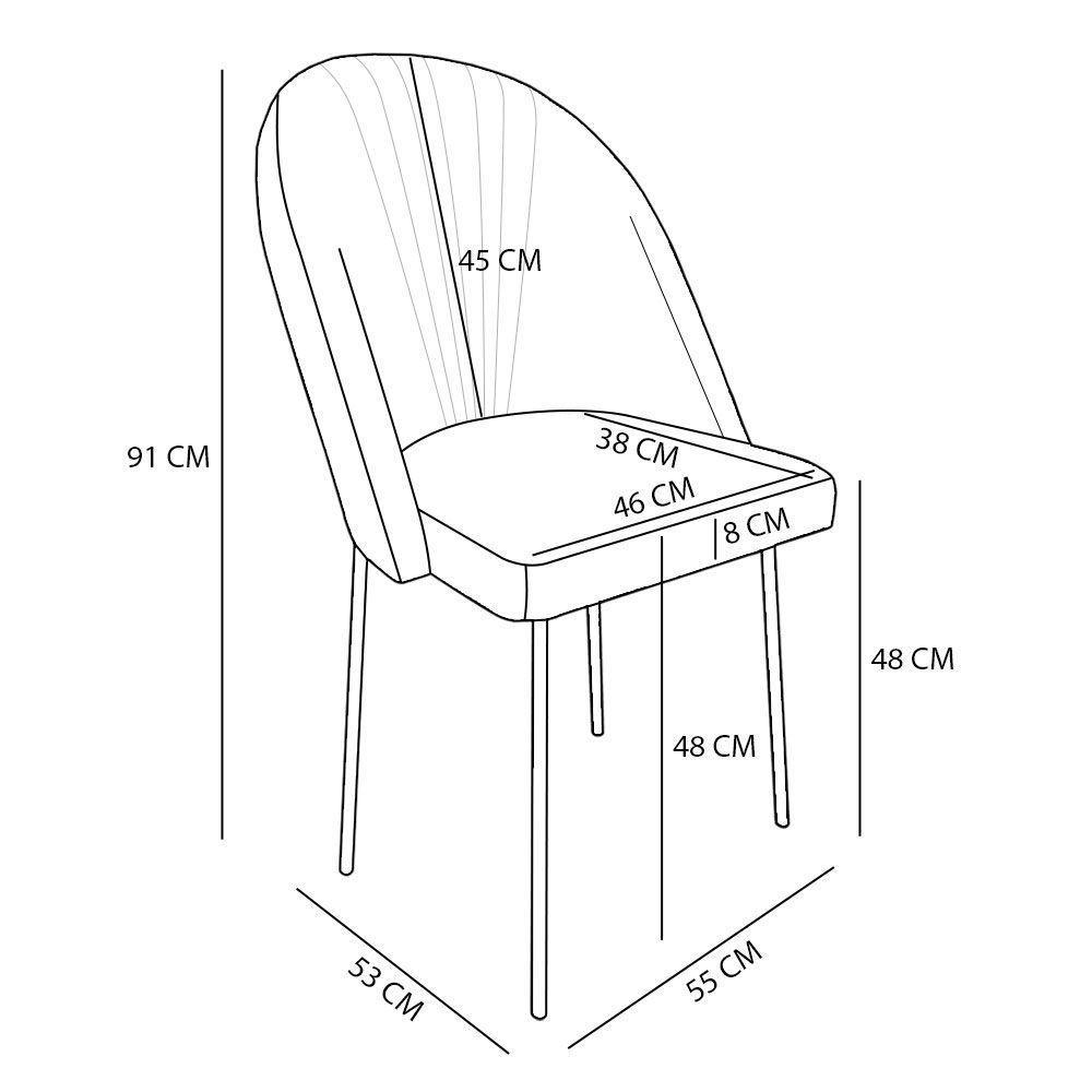 Kit 8 Cadeiras Poltrona De Jantar Ariel Suede Pés De Ferro Preto - Pallazio Cor Azul Turquesa - 7