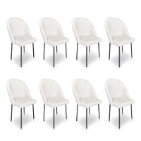 Kit 8 Cadeiras Poltrona De Jantar Ariel Suede Pés De Ferro Preto - Pallazio Cor Azul Turquesa - 1