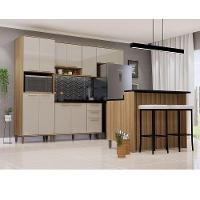 Cozinha Modulada Com Bancada Completa 6 Peças Com Tampos E S Avelã-mocca Laca - 1
