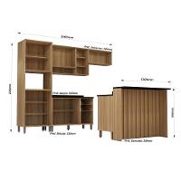 Cozinha Modulada Com Bancada Completa 6 Peças Com Tampos E S Avelã-mocca Laca