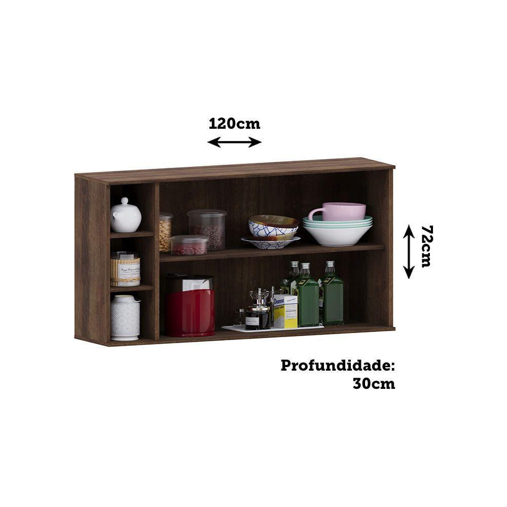 Armário Aéreo 120cm 2 Portas Com Vidro Reflecta E Nicho Late Nogueira-reflecta Bronze - 2