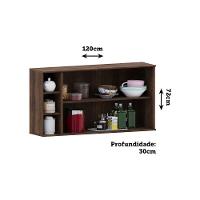 Armário Aéreo 120cm 2 Portas Com Vidro Reflecta E Nicho Late Nogueira-reflecta Bronze - 2