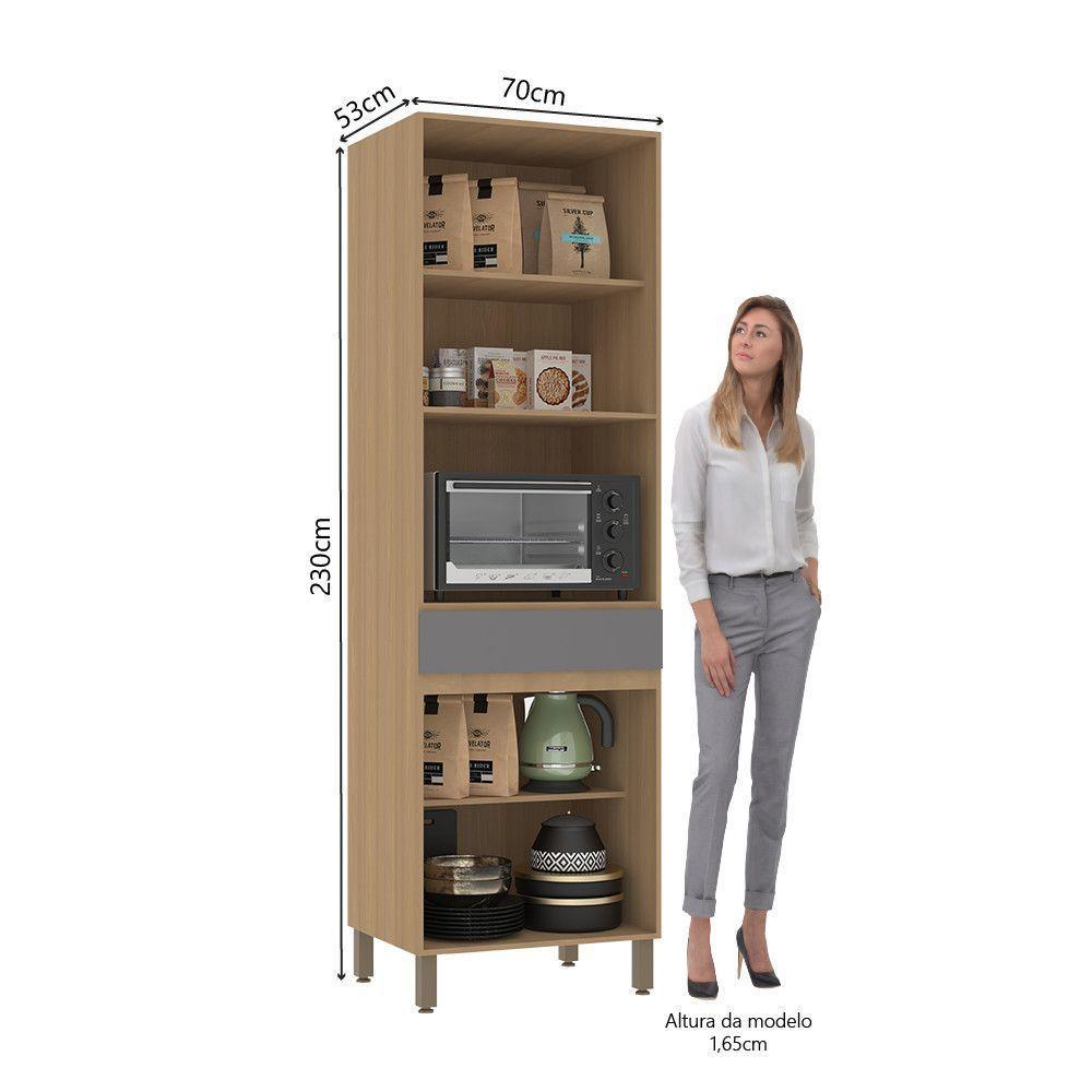 Paneleiro 70cm 4 Portas E 1 Gaveta Com Espaço Para Micro-ond Freijó-cinza Puro - 2