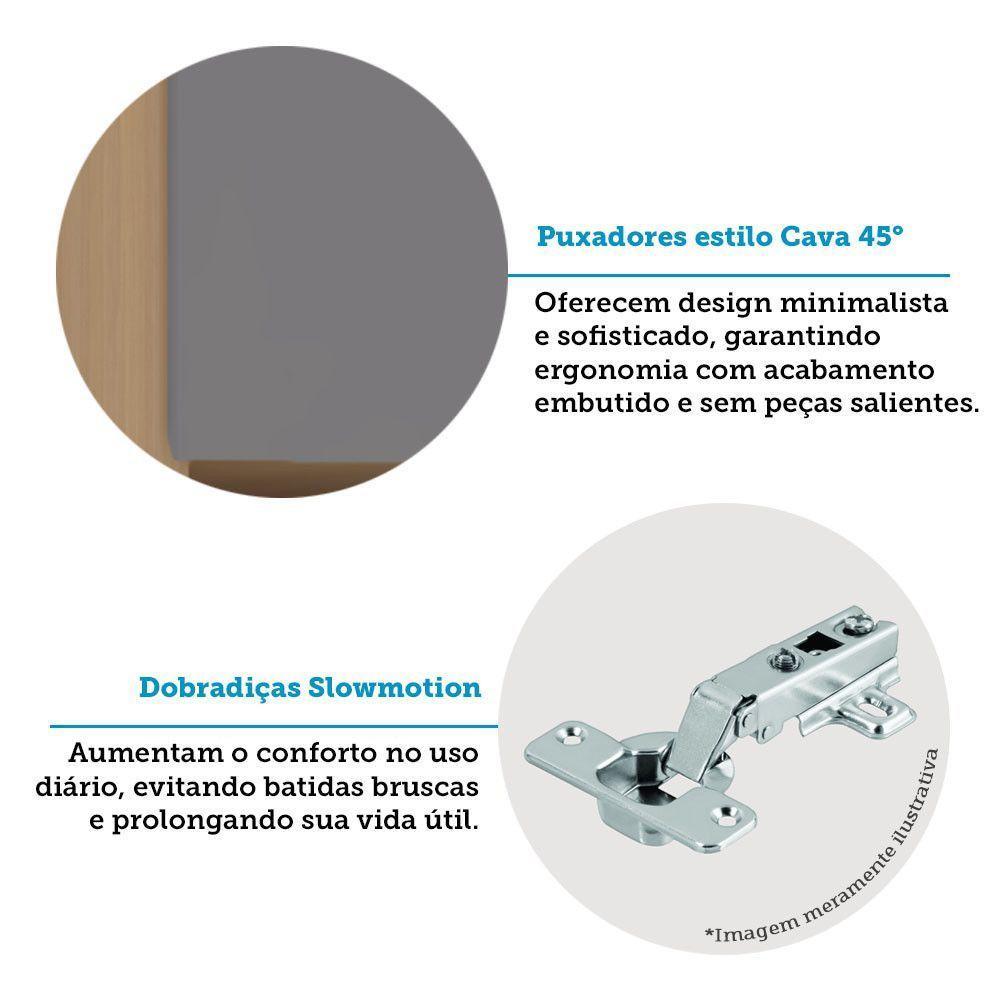 Paneleiro 70cm 4 Portas E 1 Gaveta Com Espaço Para Micro-ond Freijó-cinza Puro - 3