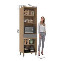 Paneleiro 70cm 4 Portas E 1 Gaveta Com Espaço Para Micro-ond Freijó-cinza Puro - 2