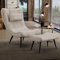 Kit Poltrona E Puff Para Sala De Estar Com Almofada E Pés Palito Lord Facto Dunas Pérola - Ibiza - 3