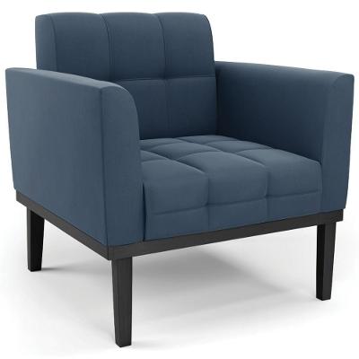 Poltrona Decorativa Ana Suede Azul Preto Ibiza