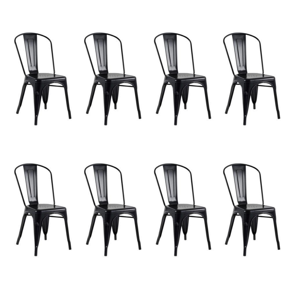 Kit 8 Cadeiras Oficial Iron Tolix Preto - 1