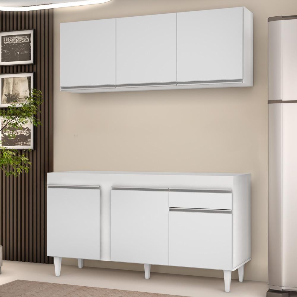 Armário Aéreo Argélia E Balcão Para Pia 150cm Dakota Branco - Lumil Móveis - 2