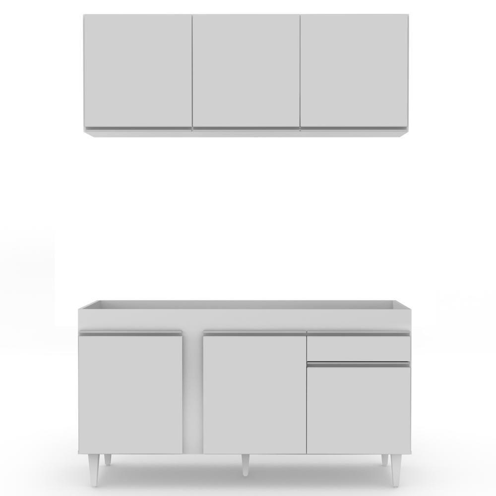 Armário Aéreo Argélia E Balcão Para Pia 150cm Dakota Branco - Lumil Móveis - 5