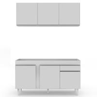 Armário Aéreo Argélia E Balcão Para Pia 150cm Dakota Branco - Lumil Móveis - 5