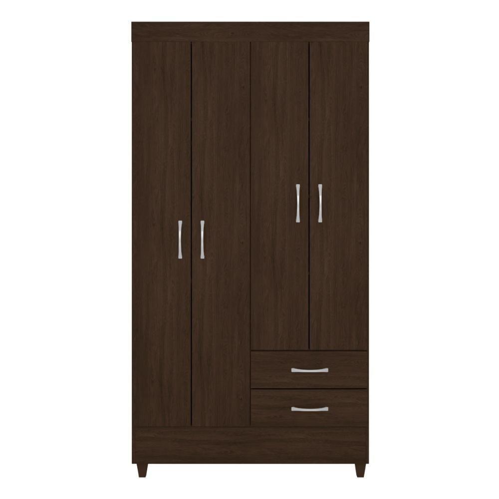 Guarda Roupa Solteiro 4 Portas E 2 Gavetas Toledo - Ébano Touch - 6