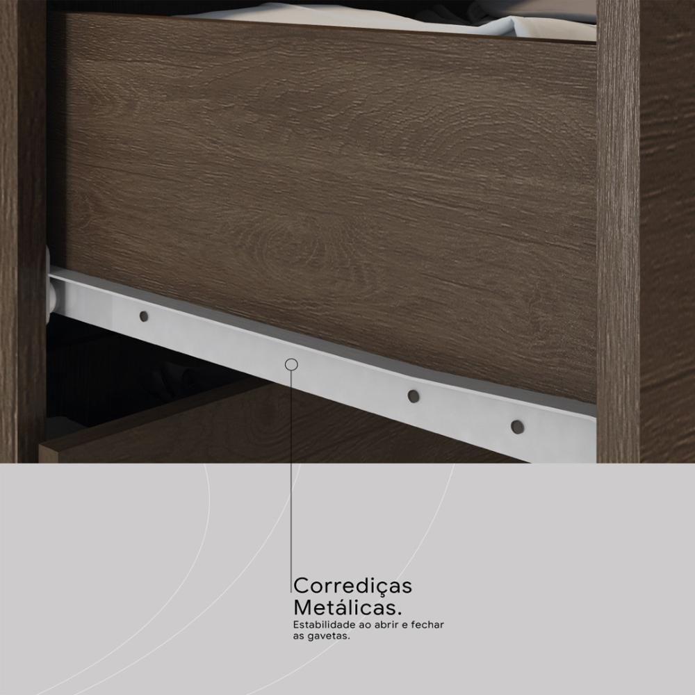 Guarda Roupa Solteiro 4 Portas E 2 Gavetas Toledo - Ébano Touch - 7