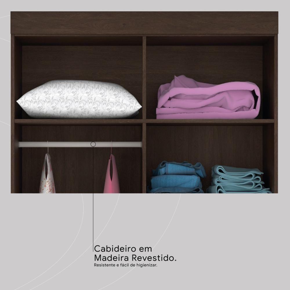 Guarda Roupa Solteiro 4 Portas E 2 Gavetas Toledo - Ébano Touch - 8