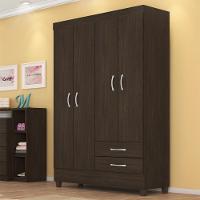 Guarda Roupa Solteiro 4 Portas E 2 Gavetas Toledo - Ébano Touch - 1