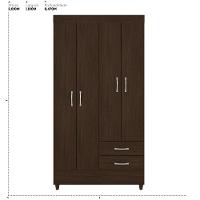 Guarda Roupa Solteiro 4 Portas E 2 Gavetas Toledo - Ébano Touch - 2