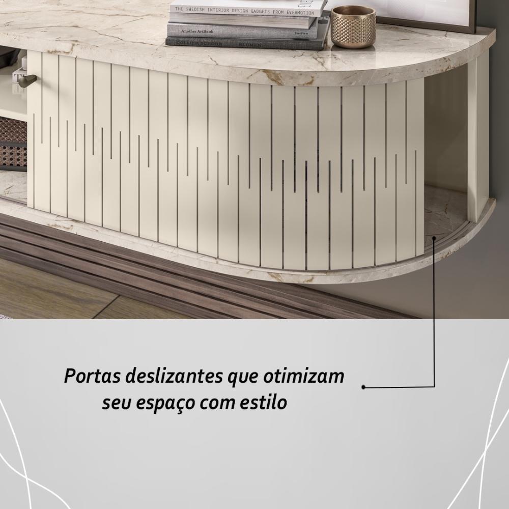Rack Bancada Suspensa 2 Portas Para Tv De 75" Algarve - Cinamomo Off White - 4