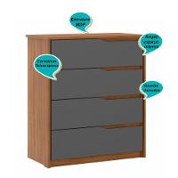 Cômoda 4 Gavetas Parde - Amendola Grafito