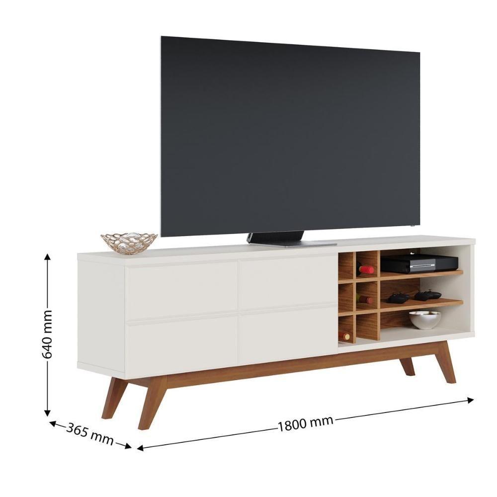 Rack Bancada 2 Portas Chanfradas Noronha - Freijó Off White Matte - 2