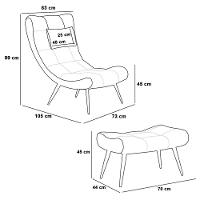Kit Poltrona E Puff Para Sala De Estar Com Almofada E Pés Palito Lord Facto Dunas Preto - Ibiza