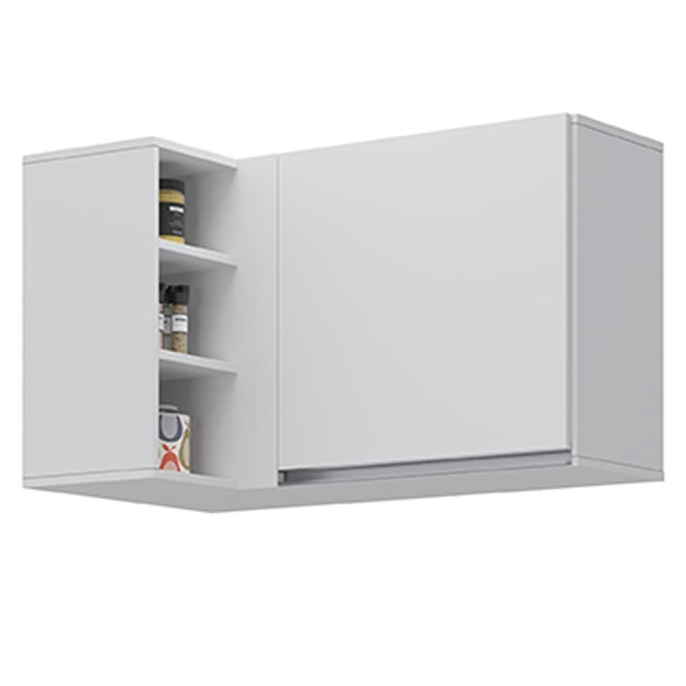 Armário Aéreo De Canto Reto Com Nicho Adega Austin Branco - Lumil - 1