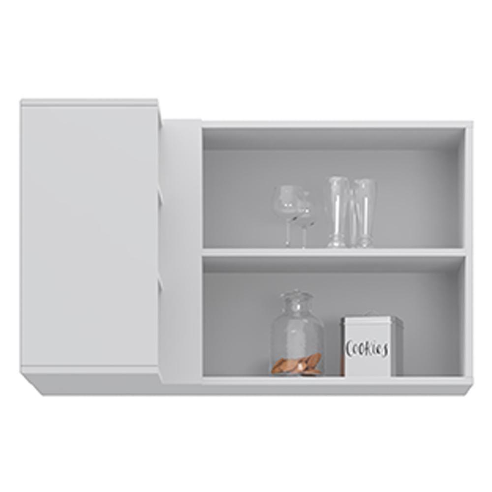 Armário Aéreo De Canto Reto Com Nicho Adega Austin Branco - Lumil - 2
