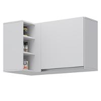 Armário Aéreo De Canto Reto Com Nicho Adega Austin Branco - Lumil - 1
