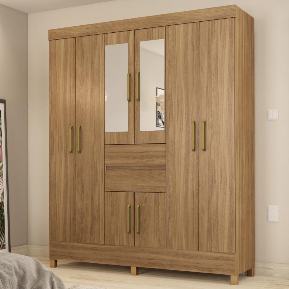 Guarda Roupa Casal 8 Portas Com Espelho E 2 Gavetas Paranaguá - Amêndola Touch - 1