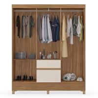 Kit Guarda Roupa Solteiro 6 Portas Flash Ii Cômoda Atria - Amêndola Touch Off White - 6