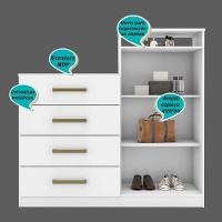 Cômoda 4 Gavetas 2 Portas 1 Nicho Aurea - Branco