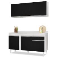 Armário Aéreo Argélia E Balcão Gabinete Para Pia Com Tampo 150cm Dakota Branco-preto- Lumil - 1