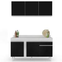 Armário Aéreo Argélia E Balcão Gabinete Para Pia Com Tampo 150cm Dakota Branco-preto- Lumil - 7