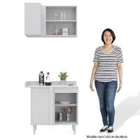 Balcão 1 Porta Denver E Armário Aéreo Austin De Canto Branco-preto - Lumil - 5