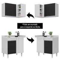 Balcão 1 Porta Denver E Armário Aéreo Austin De Canto Branco-preto - Lumil - 6