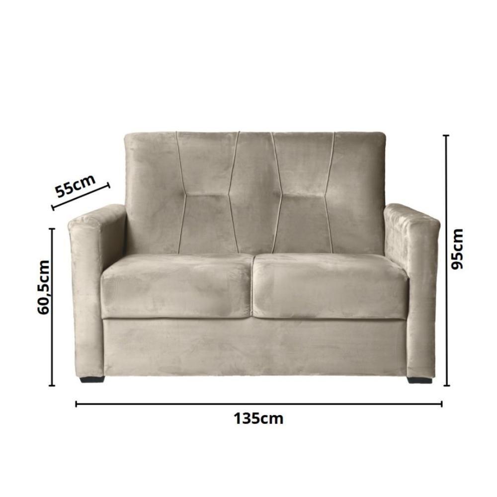 Sofá Pequeno 2 Lugares 1,35 Porta Controle No Braço Alice Bege - 7