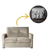 Sofá Pequeno 2 Lugares 1,35 Porta Controle No Braço Alice Bege - 1