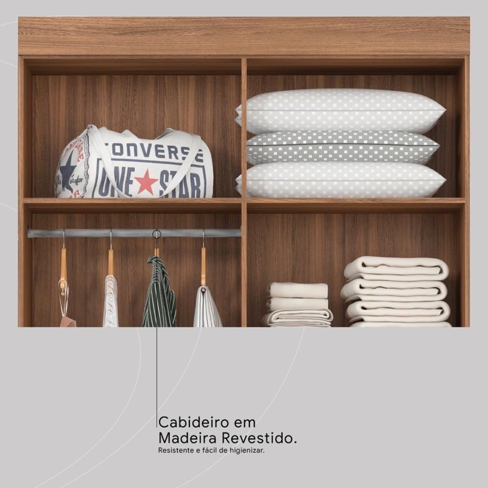 Guarda Roupa Solteiro 4 Portas E 2 Gavetas Toledo - Amêndola Touch Off White - 8