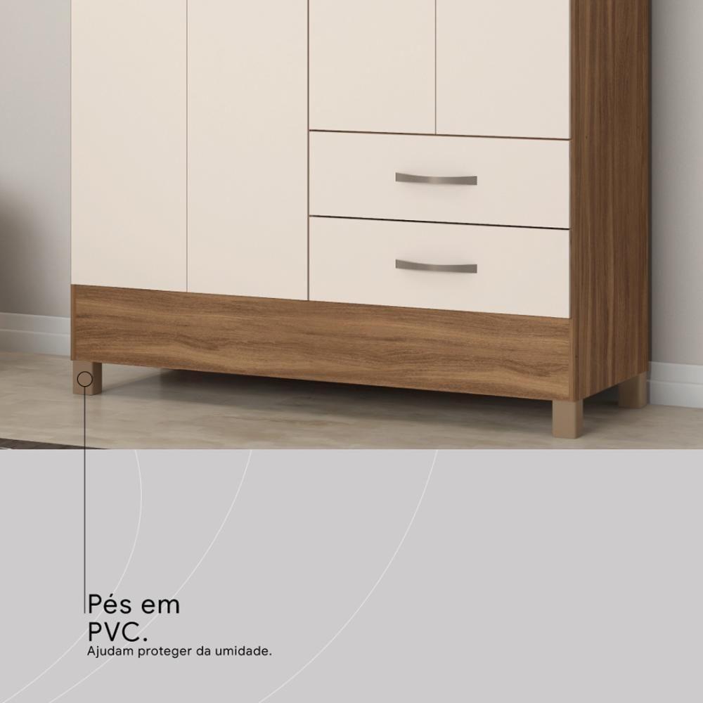 Guarda Roupa Solteiro 4 Portas E 2 Gavetas Toledo - Amêndola Touch Off White - 9