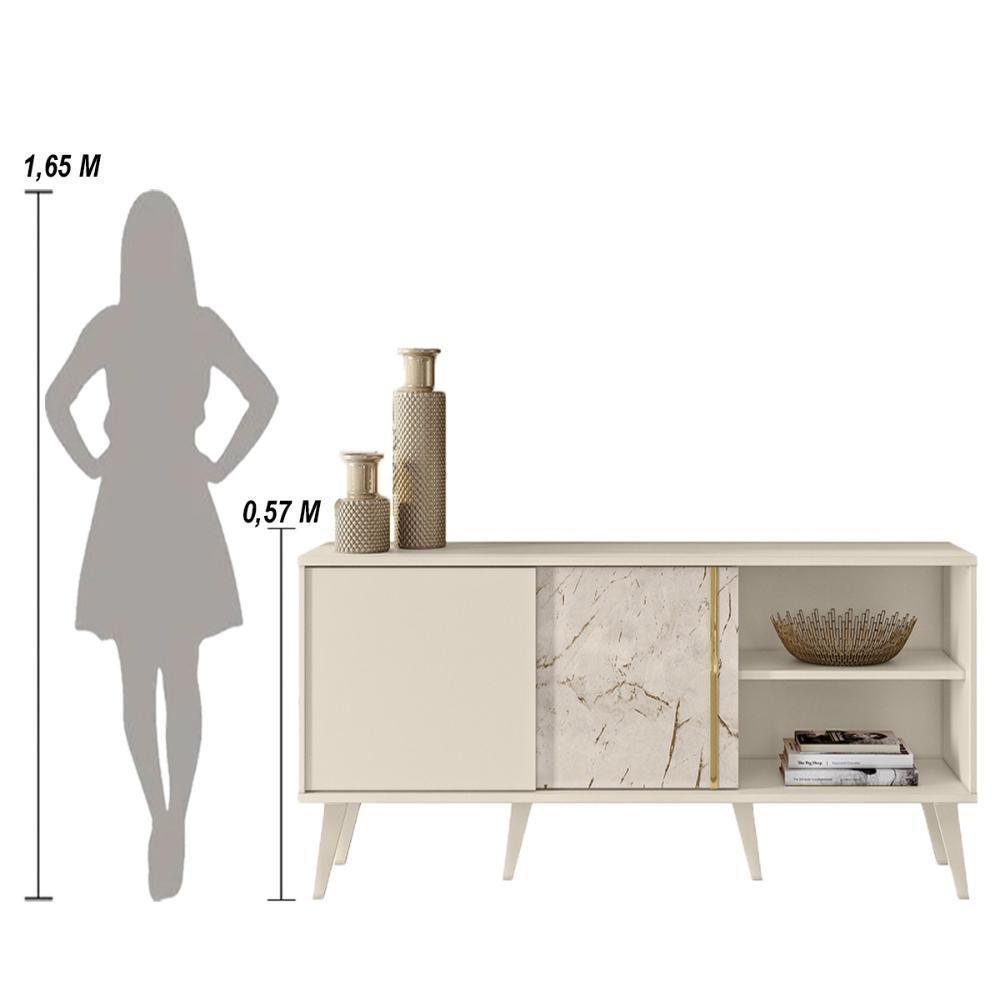 Rack Bancada E Painel Para Tv De 60 Polegadas Cronos - Calacata Off White - 4