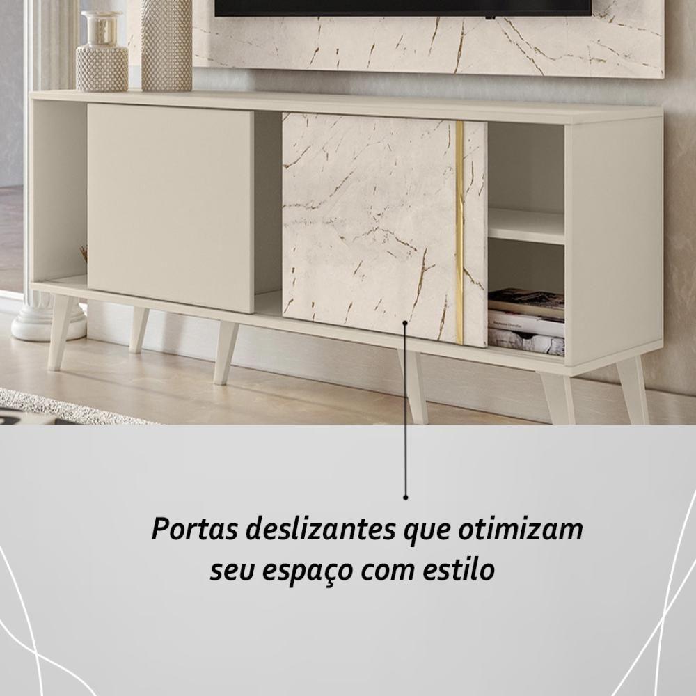 Rack Bancada E Painel Para Tv De 60 Polegadas Cronos - Calacata Off White - 6